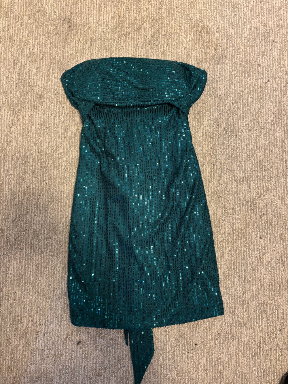 Teal Sequin Strapless Dress | Worn Once